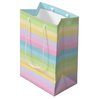 PASTELL BLAU GRÜN GELB ROSA LILA STREIFEN MITTLERE GESCHENKTÜTE