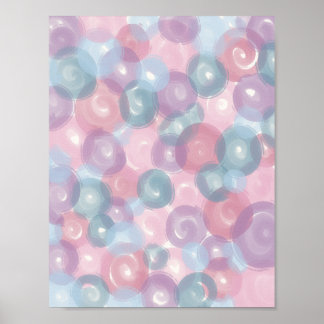 Pastell Blau Rosa Lavendel Glänzendes Blasenmuster Poster