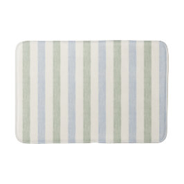 Pastell Blau-Sage-Grün Streifen Boho Farmhaus Badematte