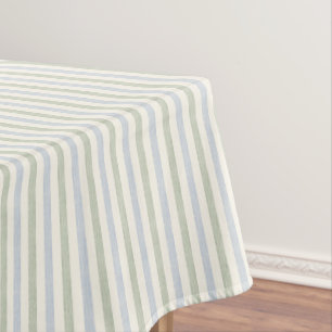 Pastell Blau-Sage-Grün-Streifen Boho Farmhouse Tischdecke