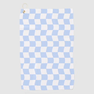 Pastell Blau Weiß Retro Schachbrettmuster Golfhandtuch