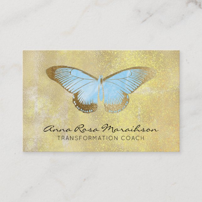 *~* Pastell Blue Glitzer Fantasy Gilded Butterfly Visitenkarte (Vorderseite)