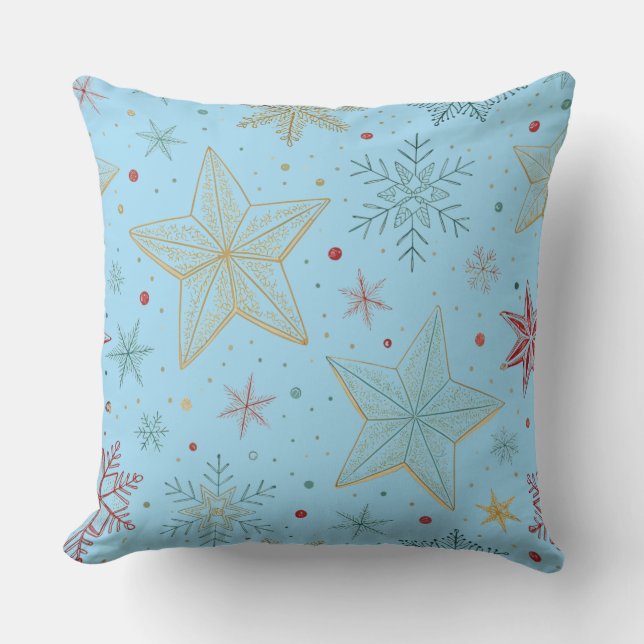 "Pastell Blue Large Star Pattern Throw Pillow Kissen (Vorderseite)