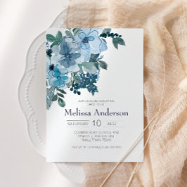 Pastell Blue Watercolor Rose Blumenblätter Brautpa