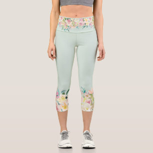 Pastell Blume Borders Capri Leggings