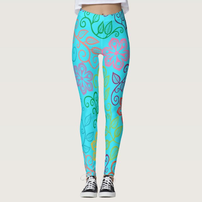 Pastell-Blume Leggings (Vorderseite)