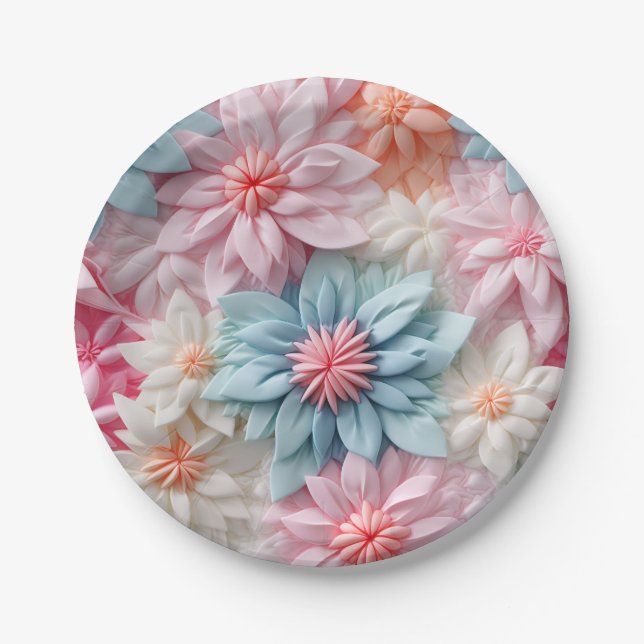 Pastell-Blume Pappteller (Vorderseite)
