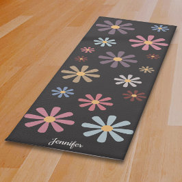 Pastell-Blume Schwarz Yogamatte
