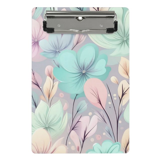 Pastell-Blume und Blätter im Lila Hintergrund Mini Klemmbrett (Vorderseite)