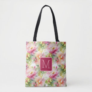Pastell-Blumen Alkohol-Tinte Farbblock-Monogramm Tasche