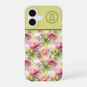 Pastell-Blumen-Alkohol-Tinte-Illustration Monogram iPhone 16 Hülle