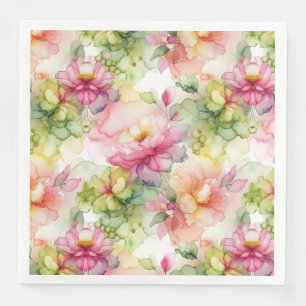 Pastell-Blumen-Alkohol-Tinte-Illustration Serviette