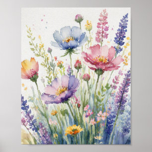 Pastell-Blumen-Aquarell-Botanik-Wandkunst-Poster Poster