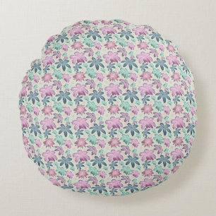 Pastell-Blumen-Aquarellmuster  Rundes Kissen