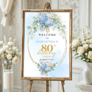 Pastell-Blumen-Boho-Geburtstagsschild 80. Geburtst Poster