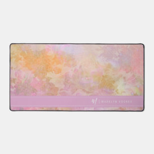 Pastell-Blumen Chic-Schrift-Monogramm Schreibtischunterlage