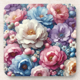Pastell-Blumen-Hartplastik-Korkrücken-Untersetzer- Getränkeuntersetzer