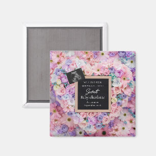 Pastell-Blumen-Herz-Schwangerschaftsankündigung Ge Magnet