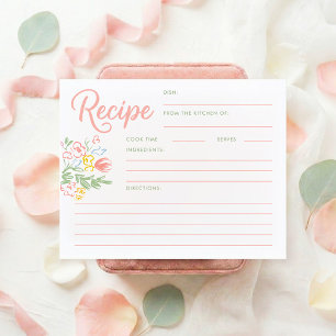 Pastell-Blumen-Hochzeitsdusche-Rezeptkarte