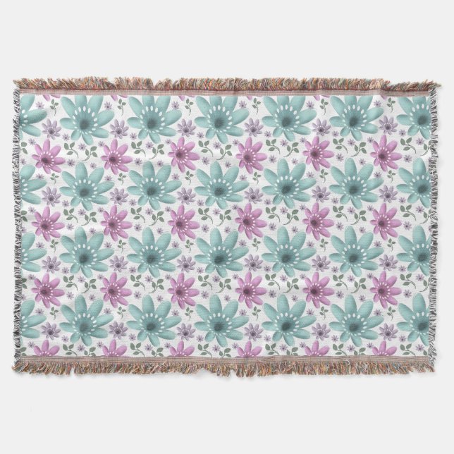 Pastell-Blumen-Nahtloses Muster  Decke (Vorderseite)