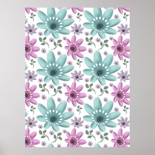 Pastell-Blumen-Nahtloses Muster  Poster (Vorne)