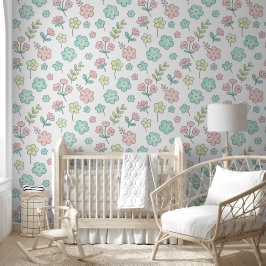 Pastell-Blumen-Nursery-Wallpaper Tapete
