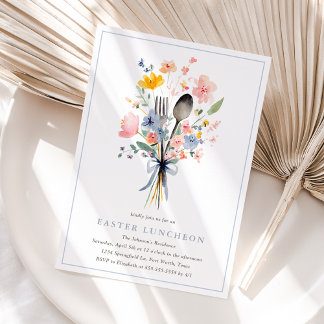 Pastell-Blumen-Oster-Lunch Elegant Einladung