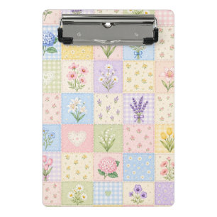 Pastell-Blumen-Patchwork-Muster – Vintage-Cottagec Mini Klemmbrett