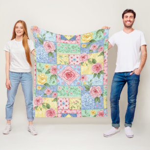 Pastell-Blumen-Patchwork-Picknick-Muster (10) Fleecedecke