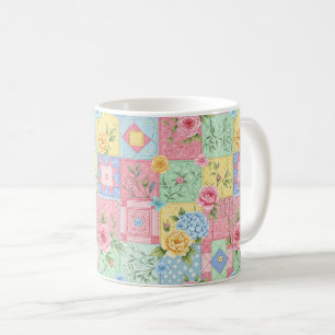 Pastell-Blumen-Patchwork-Picknick-Muster (10) Kaffeetasse