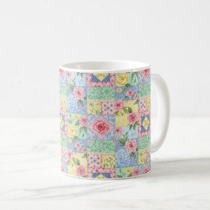 Pastell-Blumen-Patchwork-Picknick-Muster (11) Kaffeetasse
