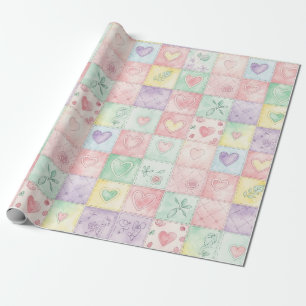 Pastell-Blumen-Patchwork-Picknick-Muster (3) Geschenkpapier