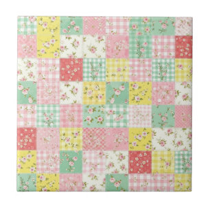 Pastell-Blumen-Patchwork-Picknick-Muster (6) Fliese