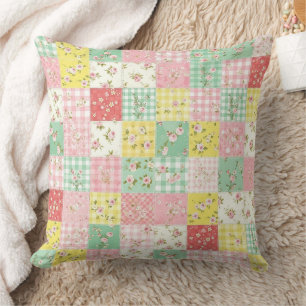 Pastell-Blumen-Patchwork-Picknick-Muster (6) Kissen