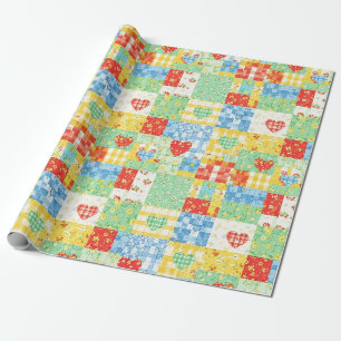 Pastell-Blumen-Patchwork-Picknick-Muster Geschenkpapier