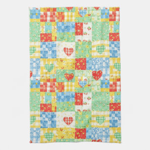 Pastell-Blumen-Patchwork-Picknick-Muster Geschirrtuch
