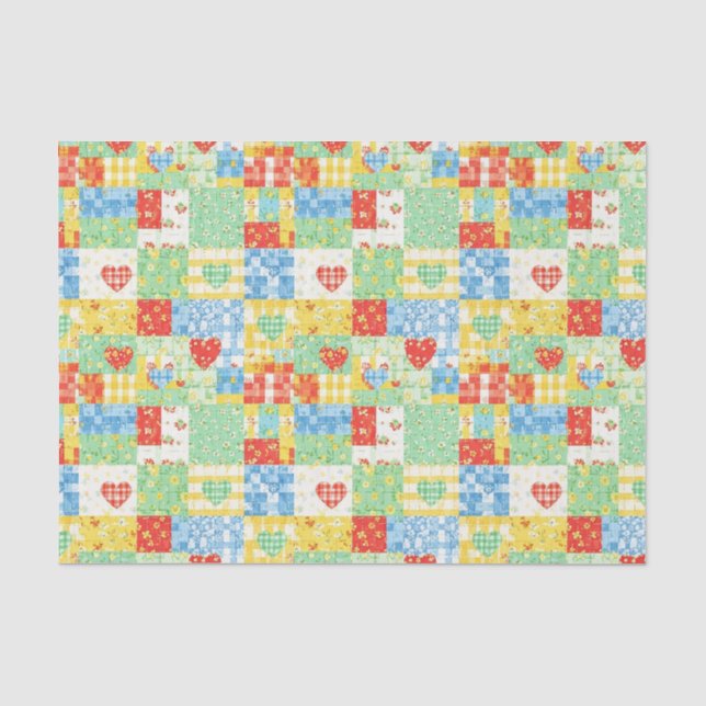 Pastell-Blumen-Patchwork-Picknick-Muster Seidenpapier (Vorderseite)