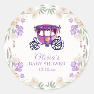 Pastell-Blumen-Prinzessinnen-Kutsche Mädchen-Baby- Runder Aufkleber