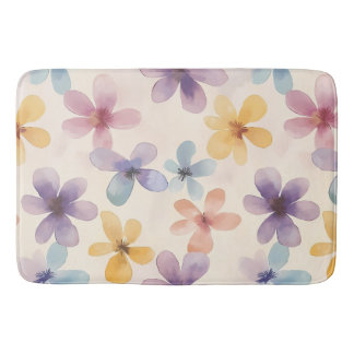 Pastell-Blumen-Retro-Hippie-Blumen Badematte