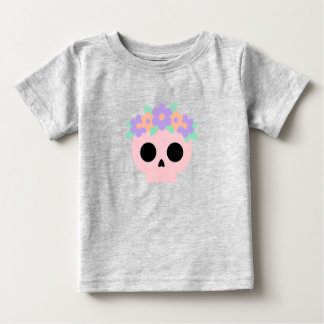 Pastell-Blumen-Schädel-Blumenkronen-T-Shirt Baby T-shirt