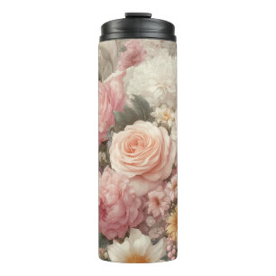 Pastell-Blumen Shabby Chic Rose floral  Thermosbecher