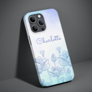 Pastell-Blumen-Silhouette-Overlay personalisierter Case-Mate iPhone 14 Pro Hülle