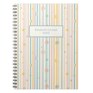 Pastell-Blumen-Streifen-Journal-Notizbuch Notizblock