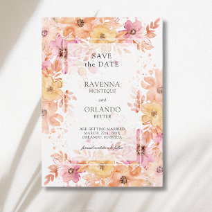 Pastell-Blumengarten Botanische Romantik-Hochzeit Save The Date