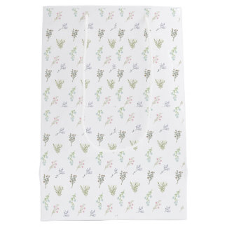 Pastell-Blumenmuster – Eleganter Botanischer Druck Mittlere Geschenktüte