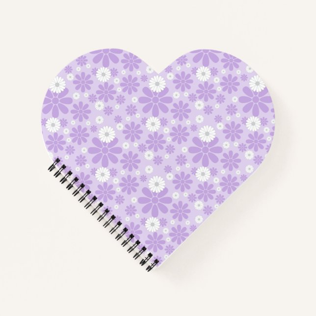 Pastell-Blumenmuster LAVendel Notizbuch (Vorderseite)