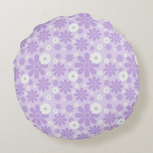 Pastell-Blumenmuster LAVendel Rundes Kissen