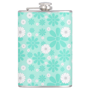 Pastell-Blumenmuster MINT Flachmann