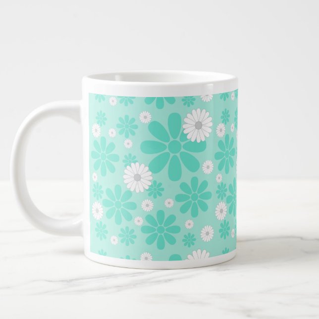 Pastell-Blumenmuster MINT Jumbo-Tasse (Links)