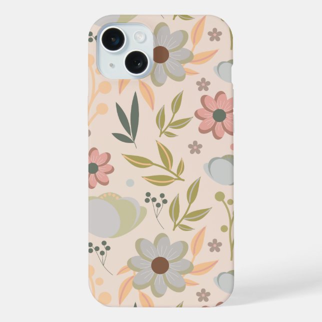 Pastell-Blumenmuster – Sanfte ästhetische Blume iPhone 15 Plus Hülle (Rückseite)